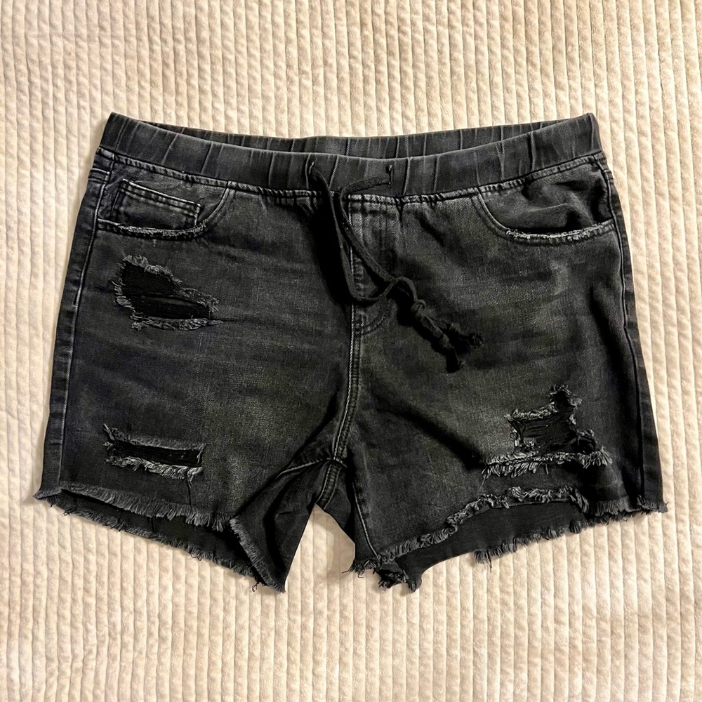 YMI Distressed Black Denim Shorts XL